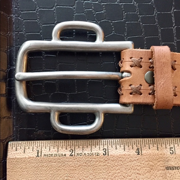 Hand Tooled Thick Leather Belt - Picture 2 of 5